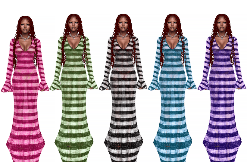 Галерея мода Платье Stripes Dres #1